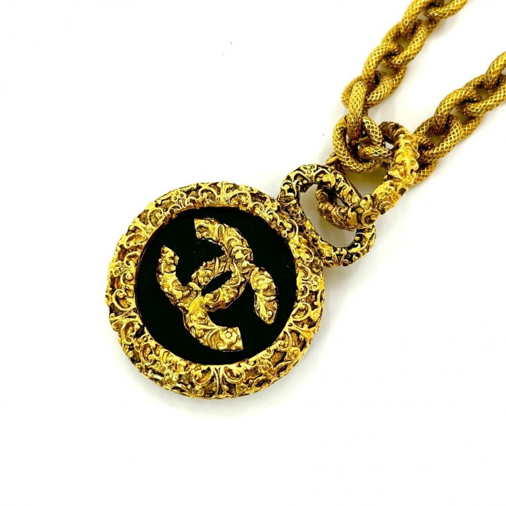 Chanel Women's Necklace, Coco Mark, Lava/Magma Design, Long Gold, CHANEL GP 9...